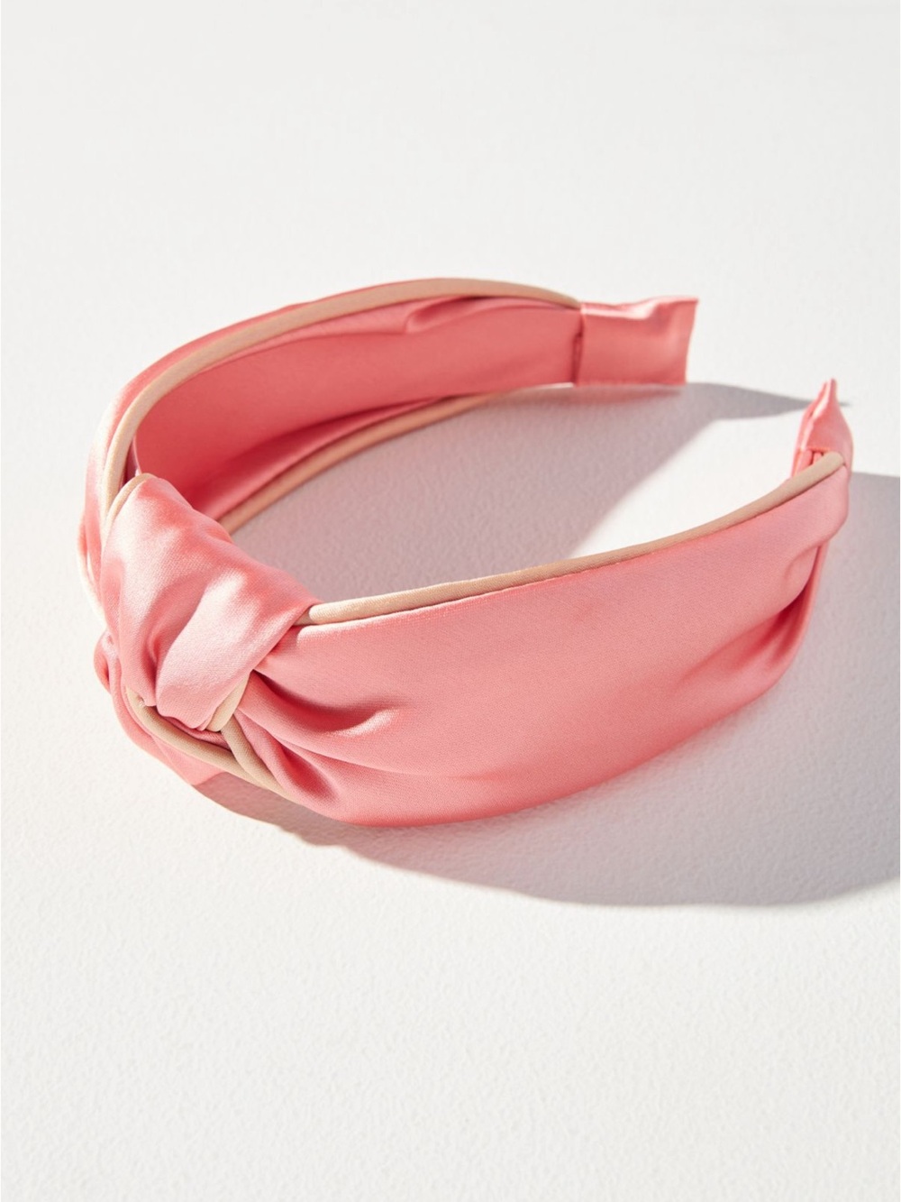 Anthropologie romantic Satin Knot Headband in Coral Pink